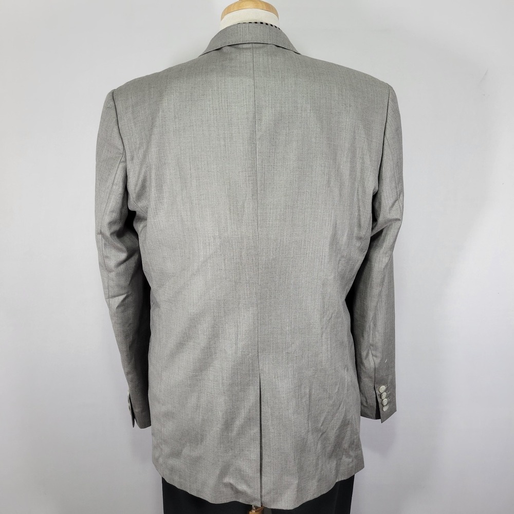Perry Ellis Men's Sport Coat Blazer Two Button Gray Herringbone Poly Blend 44R - Picture 12 of 15